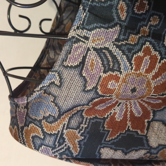 Ann Taylor Floral Tapestry Print Blouse Top Elastic Hem Cuff Long Sleeves Large - Picture 8 of 11